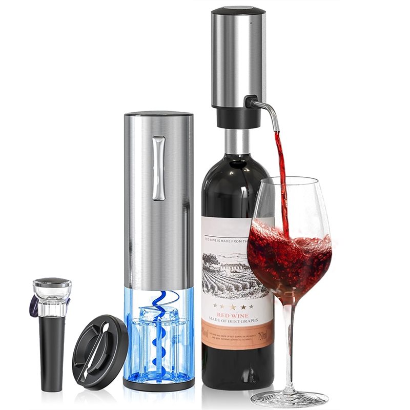 Decanter Aerator Set - A84G-Pembuka Anggur Elektrik 4-In-1 Set Hadiah