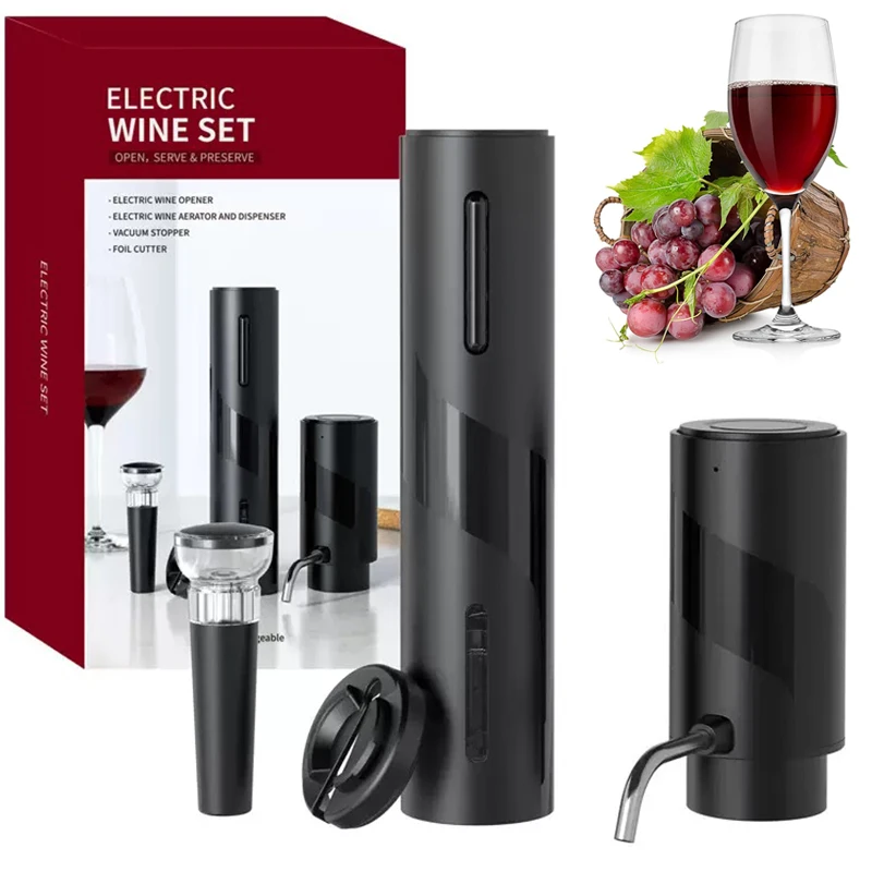 Decanter Aerator Set - Set Pembuka Anggur Elektrik 4-in-1 yang