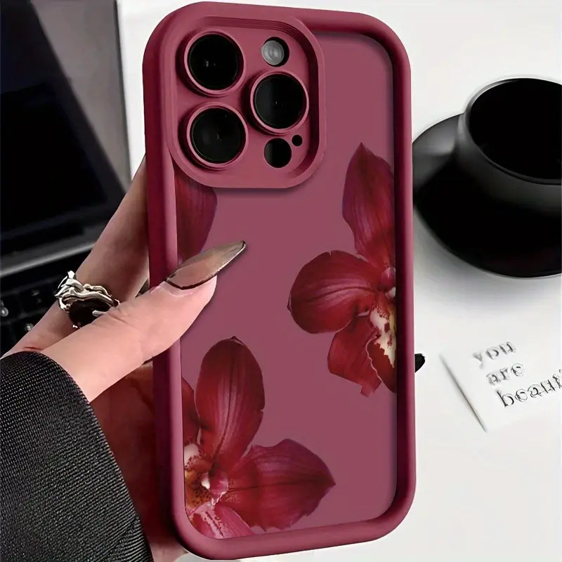 Wine & Beer Packages - Casing Ponsel Motif Bunga Anggrek Merah