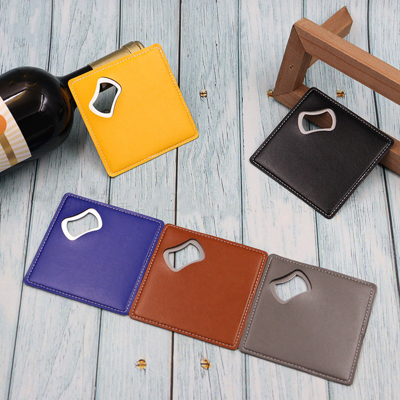 100Pcs Coaster Kulit PU Logo P - Wine Beer Logo ulasan dan harga